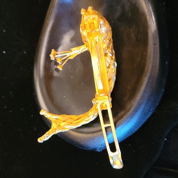 Woven Gold Whale Barrette Made in France - Picture 6 of 8